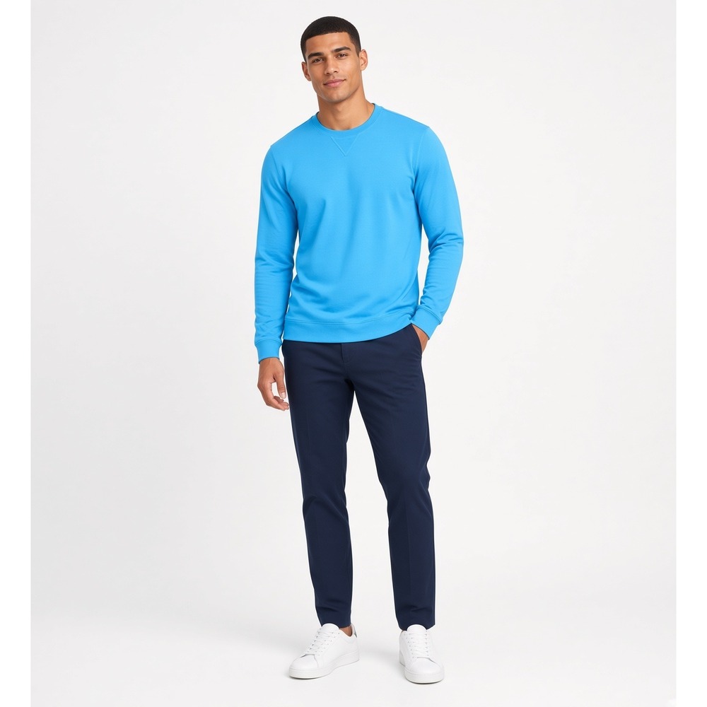 G/Fore Luxe Crewneck Mid Layer Pullover Shirt Long Sleeve Catalina Blue M 125$